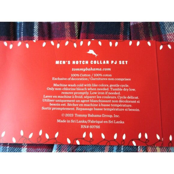 Tommy Bahama Men's Notch Collar 100% Cotton plaid Flannel PJ set Red Blue NWT - Picture 4 of 5